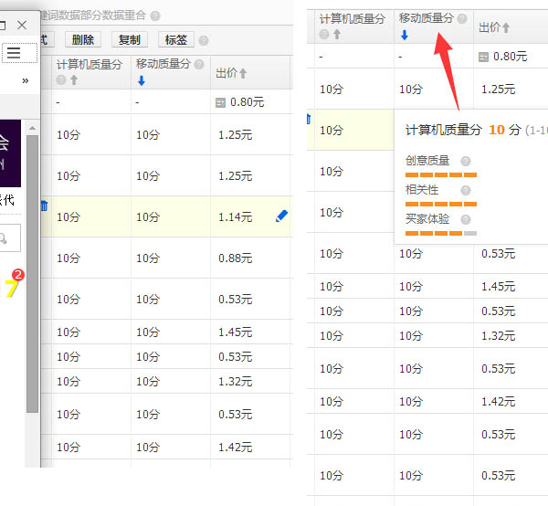 无线端直通车质量得分